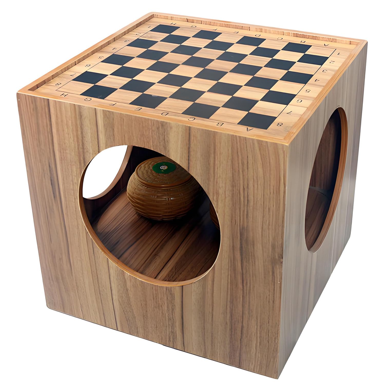 Multifunktionaler Schachbretttisch,Schach Go-Tisch,Schachbretttisch Doppeltem Verwendungszweck,Schachbrett-Couchtisch,Einfaches,für Fenster Innenbereich Go Schach 43x43x41cm