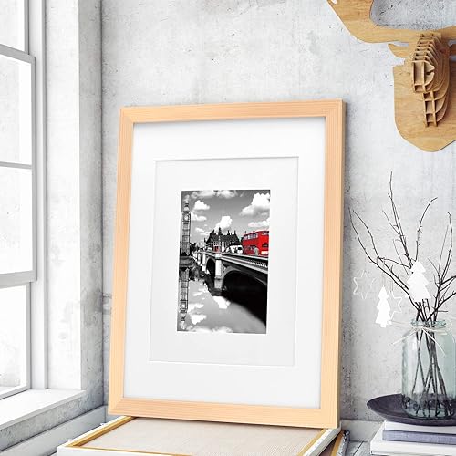 Vista 9 de KINLINK Marcos de fotos de 8 x 10 pulgadas, marcos de madera natural con plexiglás acrílico para fotos de 4 x 6/5 x 7 con paspartú o de 8 x 10