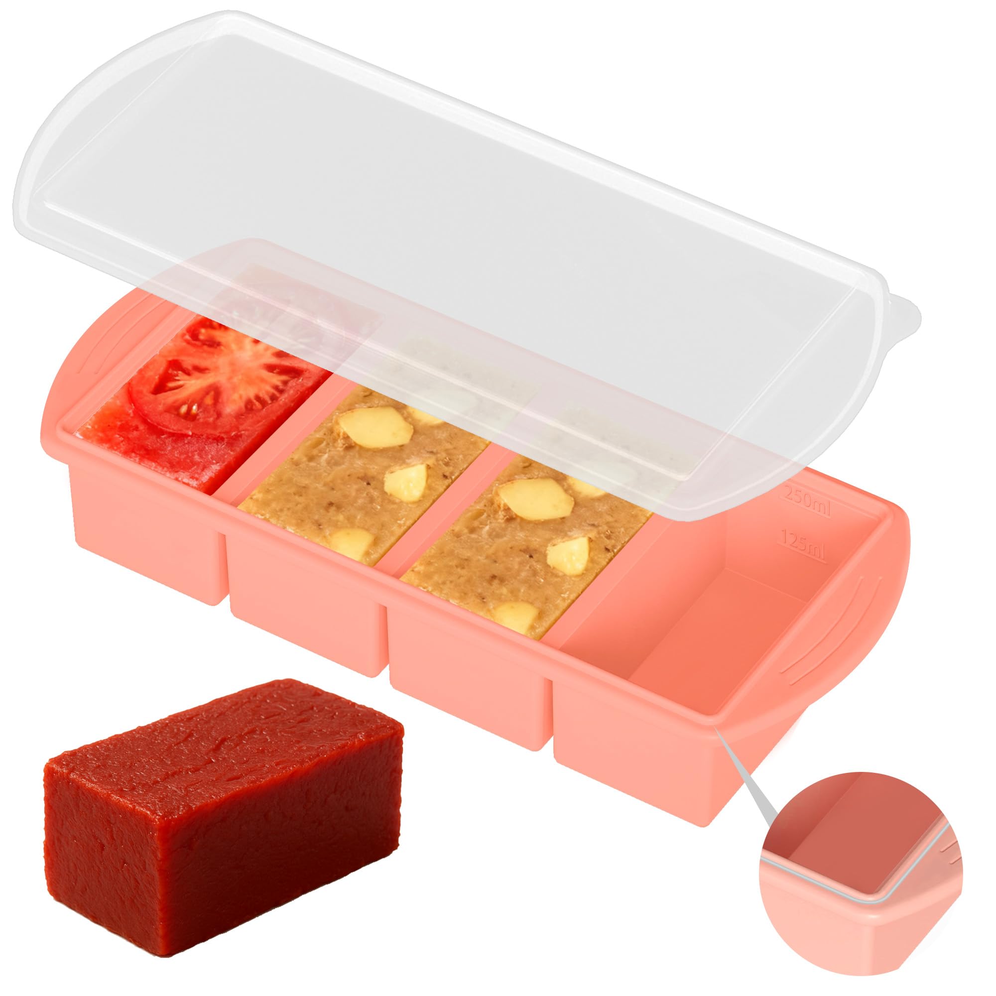 QUELIEN Silikon Gefrierform mit Deckel – Portionierer zum Einfrieren von Suppe,Brühe & Aufläufen – BPA-freier, stapelbarer Meal-Prep Behälter