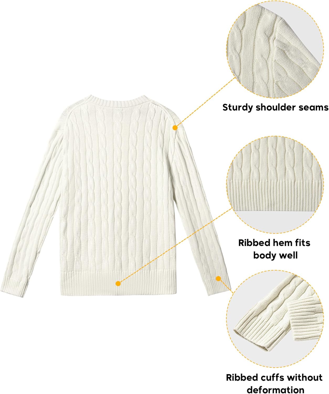 VPG Cable Knit Sweater for Men, Vintage Crewneck Cotton Dressy Lightweight Fitted Sweater - Image 4