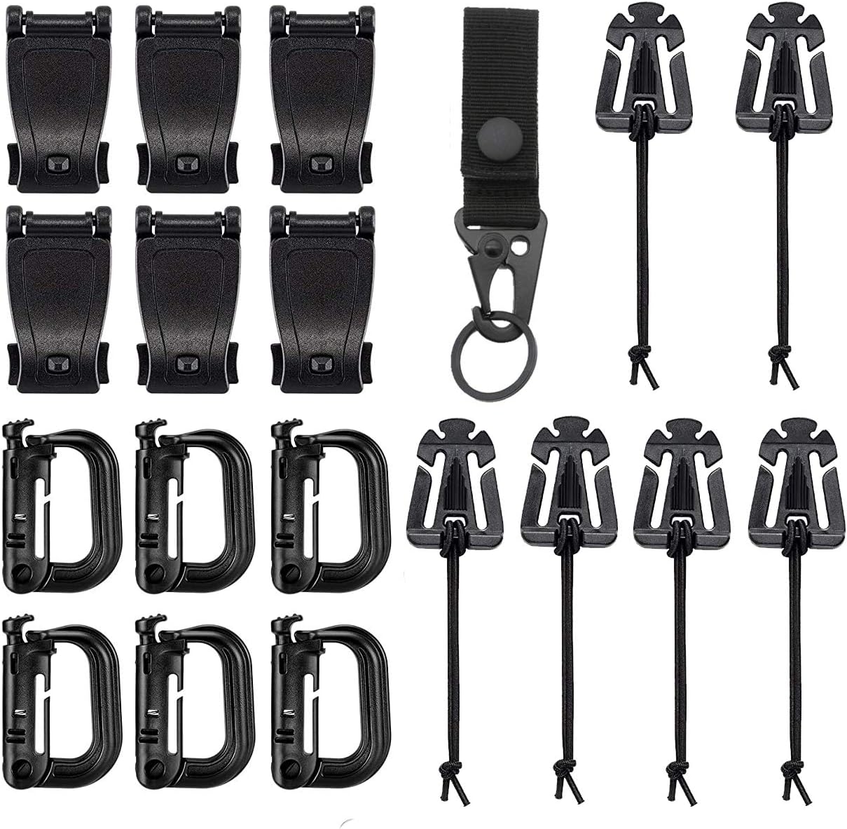 Dolibi Tactical Accessories Attachments for Molle Bag Tactical Backpack Vest Belt Strap Management Tool Buckle Tactical Accessory Molle Attachments Clips 19PCS : Sports & Outdoors