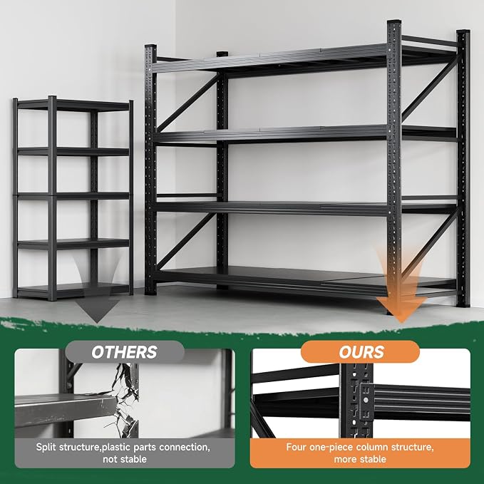 Estantería metálica negra 71.3" x 24" x 70" para almacenamiento pesado miniatura 9
