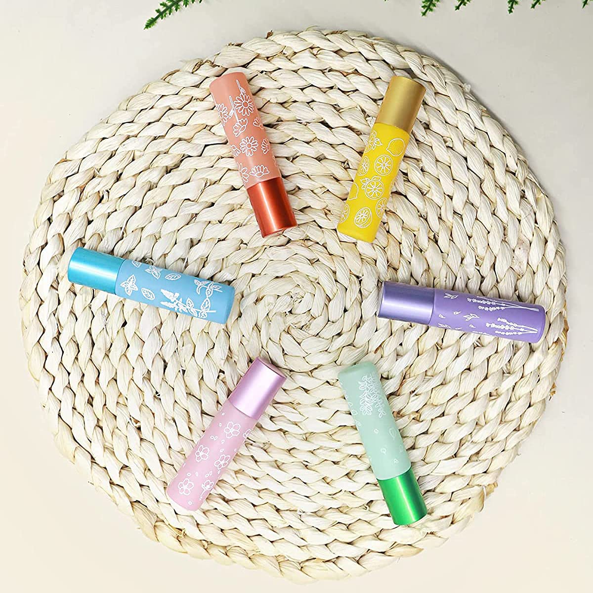 8 Flacons Roll-On Vides 10ml En Verre Coloré - Avec Bille Acier Inox, Pipette Et Ouvre-Bouteille Pour Huiles Essentielles