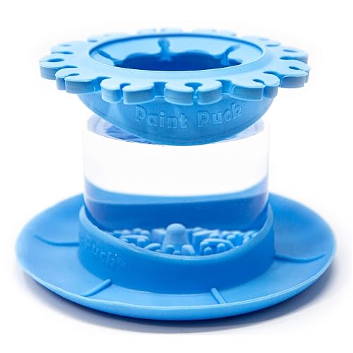 Paint Puck Ultimate Rinse Cup Paint Brush Cleaner, Mug (4 in), Blue | Non-Spill Paint Water Cup & Brush Cleaner, Brush Holder, Squeegee Lips & Drip Tray, Acrylic, Watercolor, Art Supplies - Mug - Blue