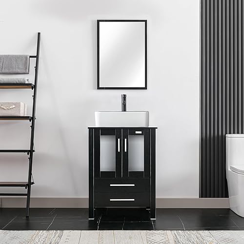 Miniatura 121 de eclife - Lavabo de baño de 24.0 pulgadas con encimera, gabineta de estilo contemporáneo Turquesa Cuadro