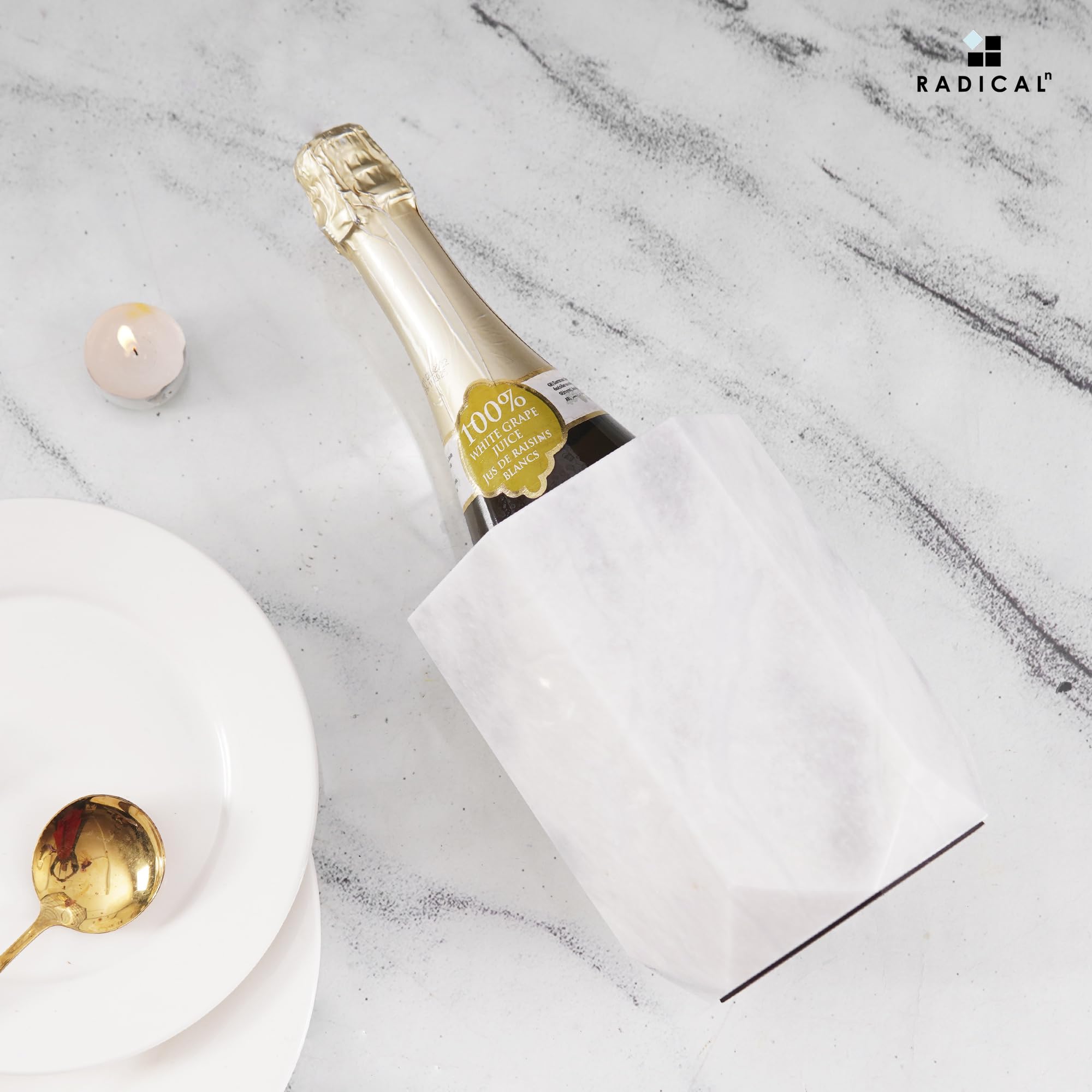 Radicaln Raffreddatore per vino in marmo bianco, 16,5 cm, fatto a mano, isolato, per champagne, portabottiglie e bevande per accessori da bar, portabottiglie per bar
