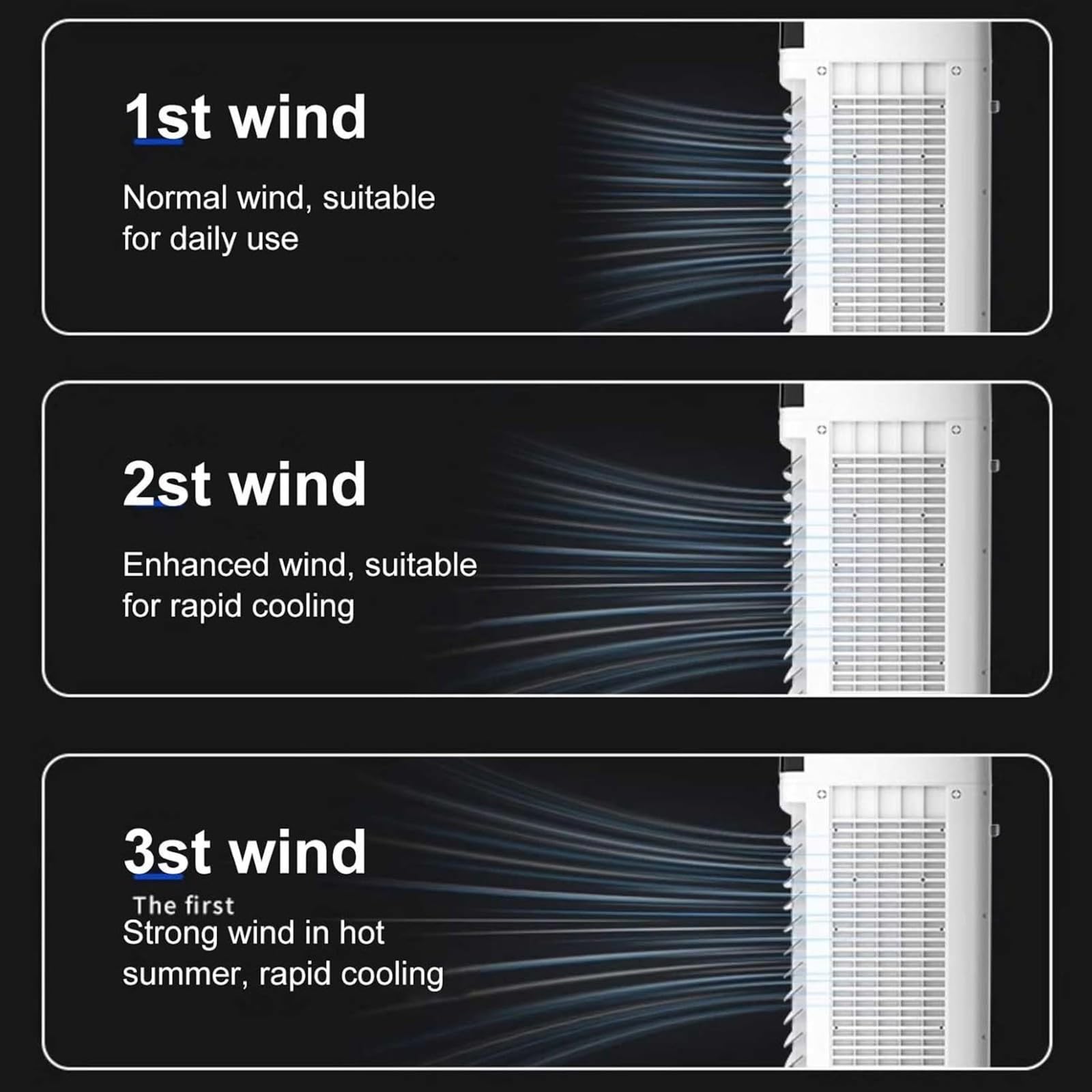 Przenośny klimatyzator bez jednostki zewnętrznej, klimatyzator 3 w 1 z 4 elementami chłodzącymi, 3 poziomy intensywności 120° oscylacja 12H Timer tryb uśpienia chłodnica powietrza do użytku wewnątrz