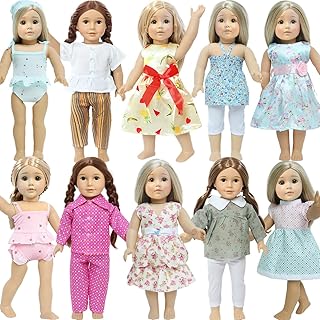 5 Set American 18 inch Doll Clothes, Accessories for 18 inch Girl Doll Including Fashion Dress Casual Daily Outfits Swimsuits Summer Clothing (NO Doll) - Buy now