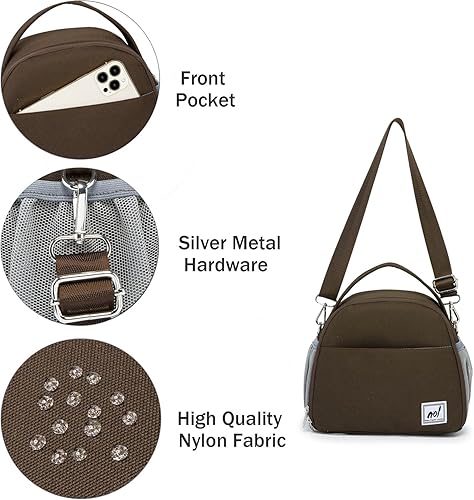 Miniatura 5 de NOL Natural Organic Lifestyle Lunch Bag Insulated Cooler Bag for Women Nylon Waterproof Lightweight Lunch Box Organiser (Coffee)