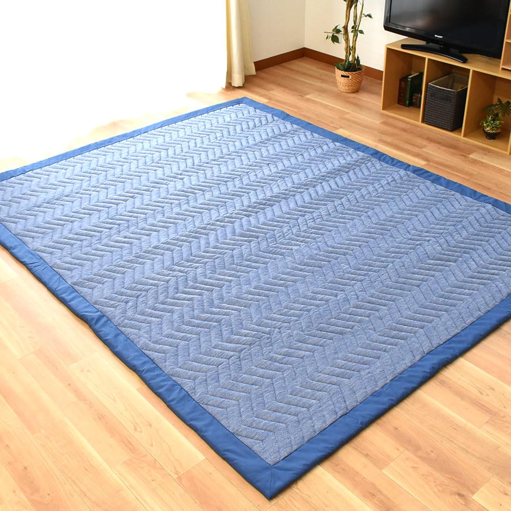 ホットカーペットと夏用冷んやりラグ Amazon｜ラグ 夏用 冷感 カーペット 190×240cm 長方形 ネイビー もっ