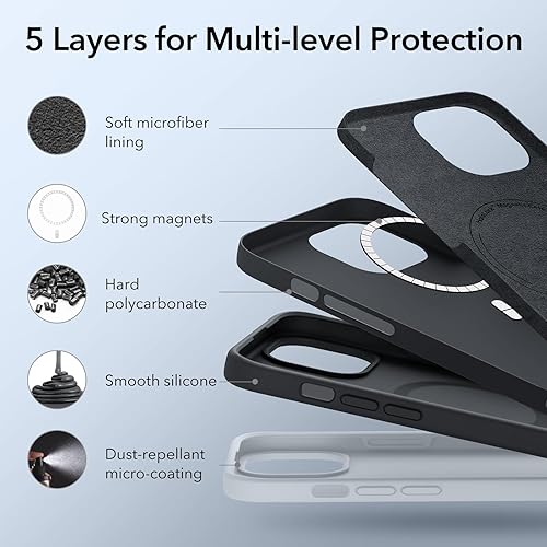 Vista 433 de ESR Funda para iPhone 15 Pro Max, compatible con MagSafe, de grado militar, negro transparente