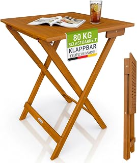 Juskys® Beistelltisch Zadar XL - Klappbar für platzsparende Nutzung, aus geöltem Akazienholz, ideal für Garten und Balkon, 76x60x60 cm