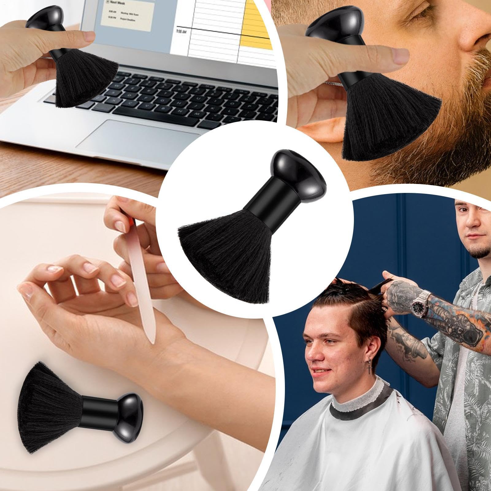 Spolverino per il collo, spazzola da parrucchiere, spazzola professionale per la pulizia del viso, per il salone, 1 confezione di setole in nylon morbide, spazzole per la pulizia della polvere delle