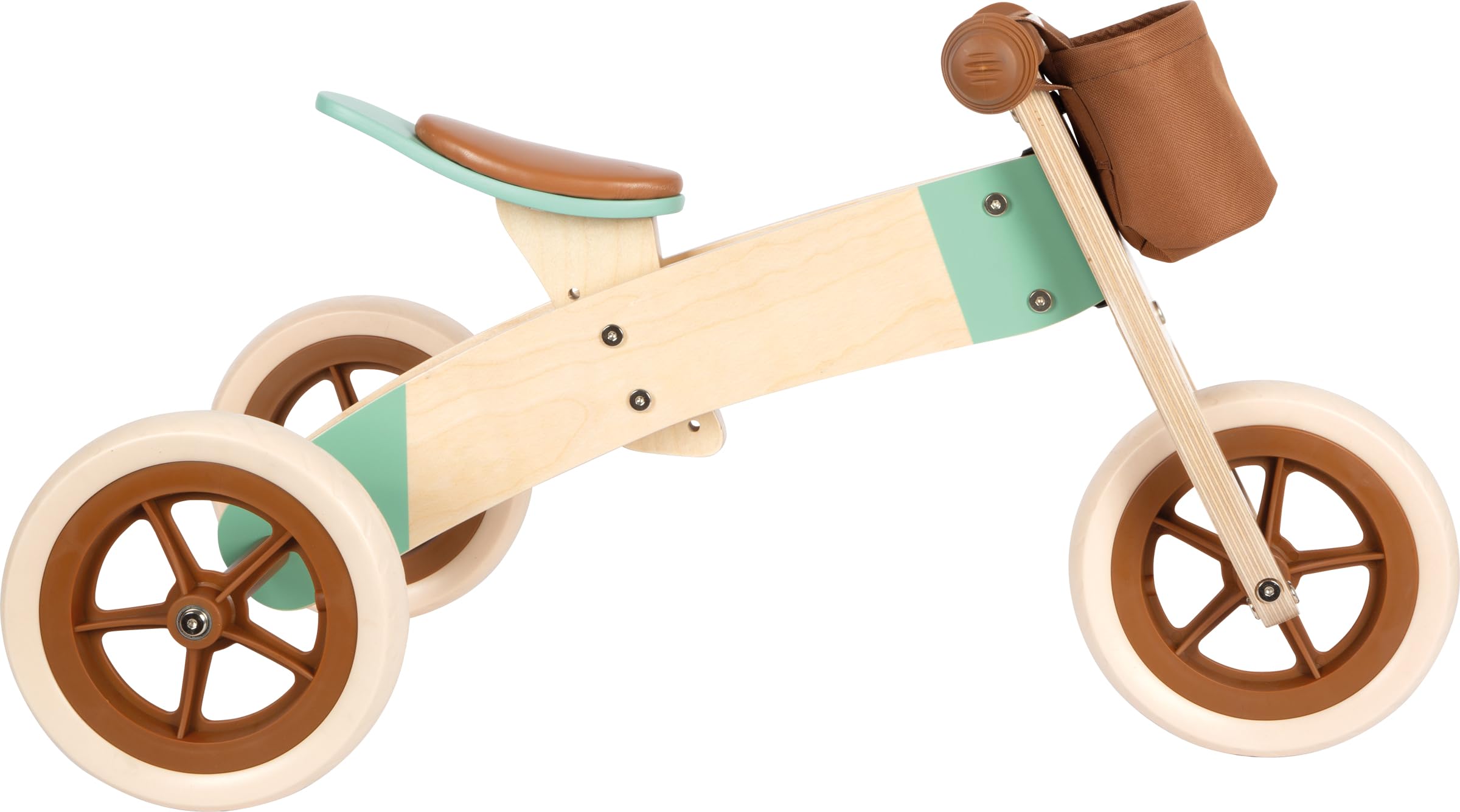 Small Foot Draisienne et Tricycle Maxi Caramel, en Bois et réglable en Hauteur, dès 12 Mois, 12498, Marron