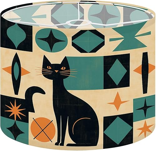 Miniatura 16 de Farmhouse Lampshades Lamp Shades set of 2 Cheerful Black Cats Bright Retro Futuristic Colors Light Shade for Table Lamps Floor Lamps Drum Lamp
