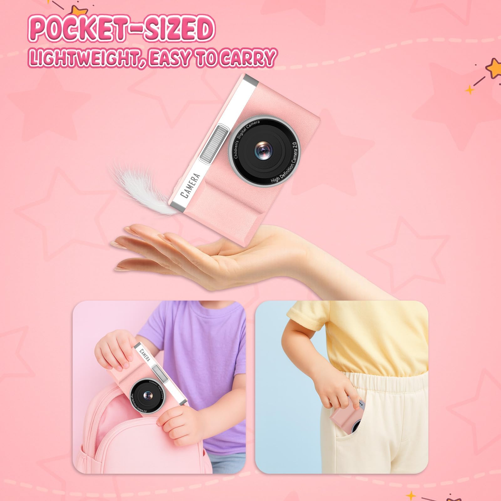 Kids Digital Camera FHD 1080P Digital Camera For Kid With 32GB Card,2'' Flip 180 ° Screen With Support For Selfie Vlog Cam,Compact Camera With Flash,Birthday for Kids Boys Girls. - 5