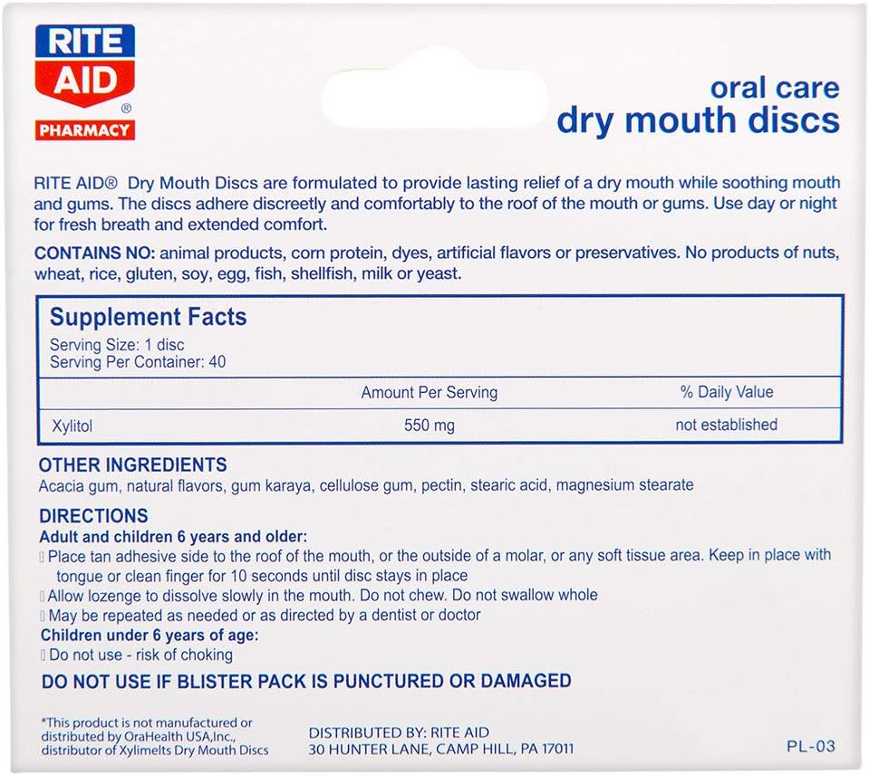 Rite Aid Dry Mouth Discs - 40 Discs | Dry Mouth Remedies : Beauty & Personal Care