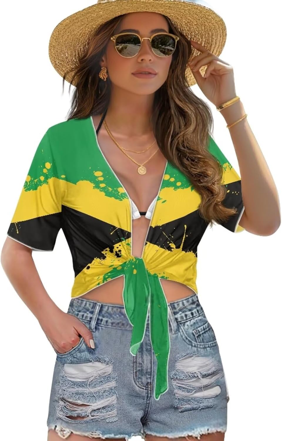 Bolero Shrug for Women Short Sleeve Cropped Cardigan Open Front Tie Sheer Tops