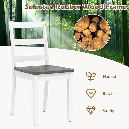 Miniatura 4 de COSTWAY Juego de 2 sillas de comedor de madera, modernas sillas laterales de cocina sin brazos de mediados de siglo con respaldo curvado y patas de