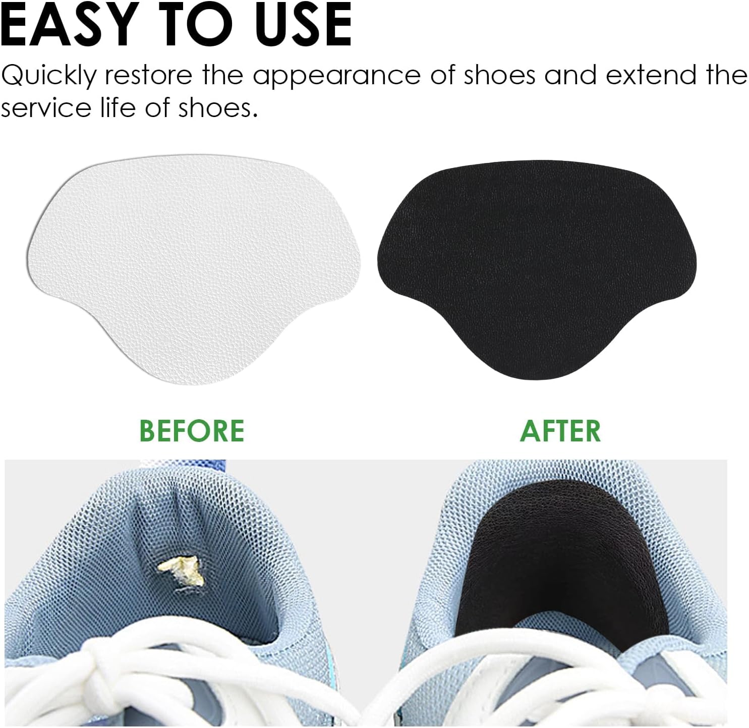 Inside Shoe Heel Repair Patches, Self-Adhesive Shoe Hole Patch Kit for Sneaker Mesh Sports Tennis Work Hiking