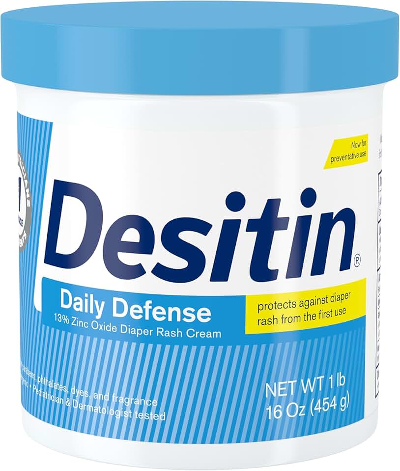 Desitin Daily Defense Baby Diaper Rash Cream with 13% Zinc Oxide, Barrier Cream to Treat, Relieve &amp; Prevent Diaper Rash, Hypoallergenic, Dye-, Phthalate- &amp; Paraben-Free, 16 oz