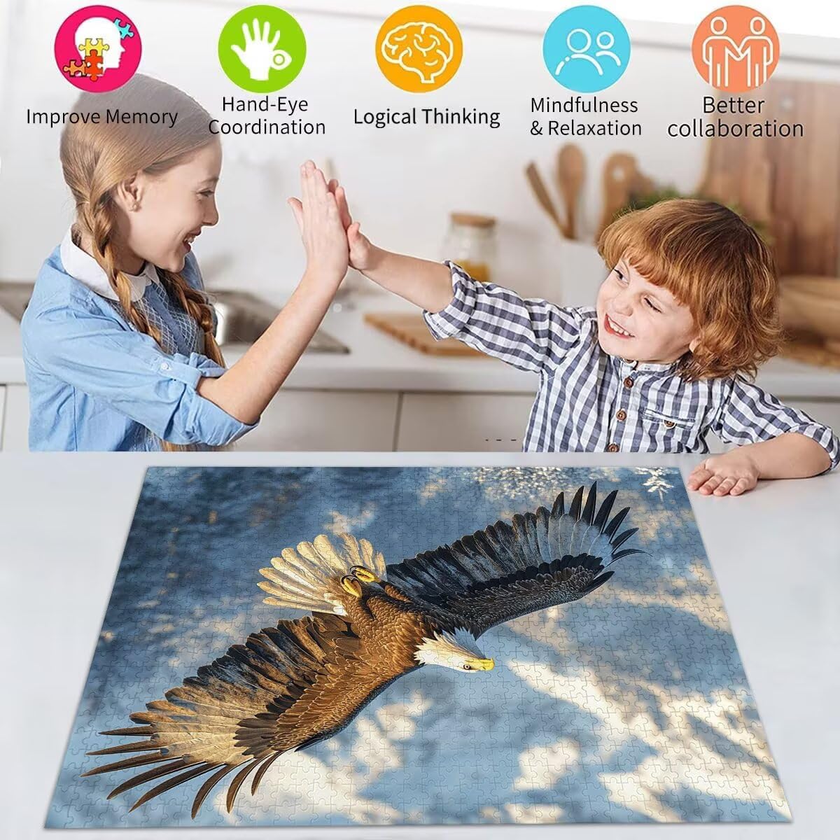 Adler Puzzle für Erwachsene Kinder Anspruchsvoll 2000 Teile Impossible Klassische Puzzles Schwer Berg ab 8 9 10 Jahre für Mädchen Jungen Jigsaw Kunst Educa, für Dekoration und Geschenke 70x99cm t-445