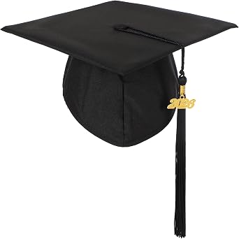 Unisex Adult Matte Graduation Cap with Year Charm Tassel for High School and Bachelor