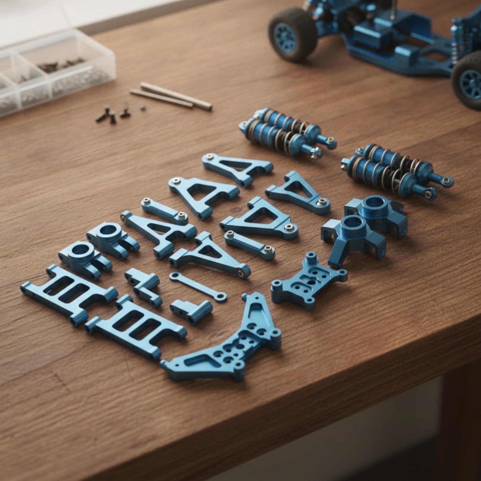 Kit Repuesto con Amortiguador Metálico Piezas RC Resistente Repuestos para Molistas, Tuning, Rojo