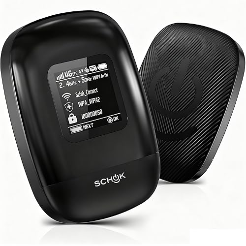 SCHOK 4G LTE Portable WiFi - Cat 12 Mobile Hotspot Travel Router, 600Mbps Download High Speed, Dual Bands (2.4GHz/5GHz), Supports 16 Connected Devices, Compatible with Verizon，T-Mobile, AT&T