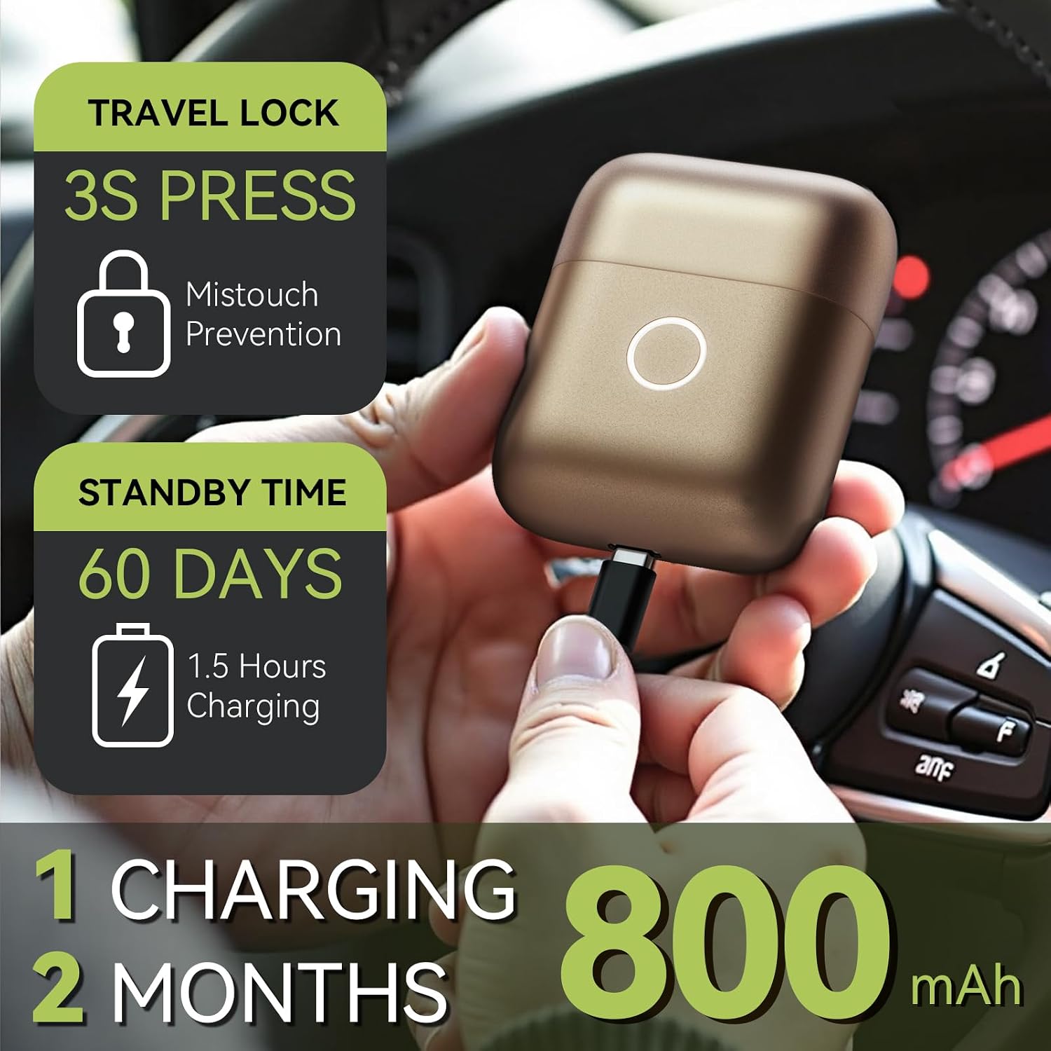 VNU Alloy Body Foil Shaver, Mini Pocket Shaver for Travel, Electric Razor for Men Face Beard, IPX7 Waterproof & 60-Day Standby, Gift for Men/Husband/Dad (Desert Titanium)