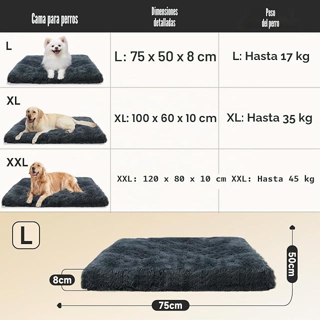 Foto 8 de 8 de Cama perro 75x50cm,Desenfundable y Lavable para Perros Medianos Gris Oscuro