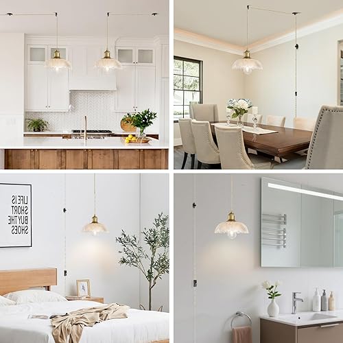 Miniatura 3 de Lámparas colgantes enchufables, lámparas colgantes de cristal, iluminación colgante para isla de cocina, dormitorio, comedor, sala de estar, E26 sin