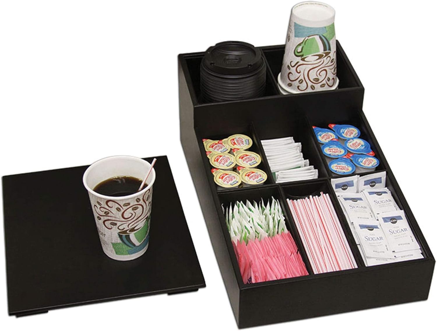 Dacasso Leather Coffee Condiment Organizer, Black