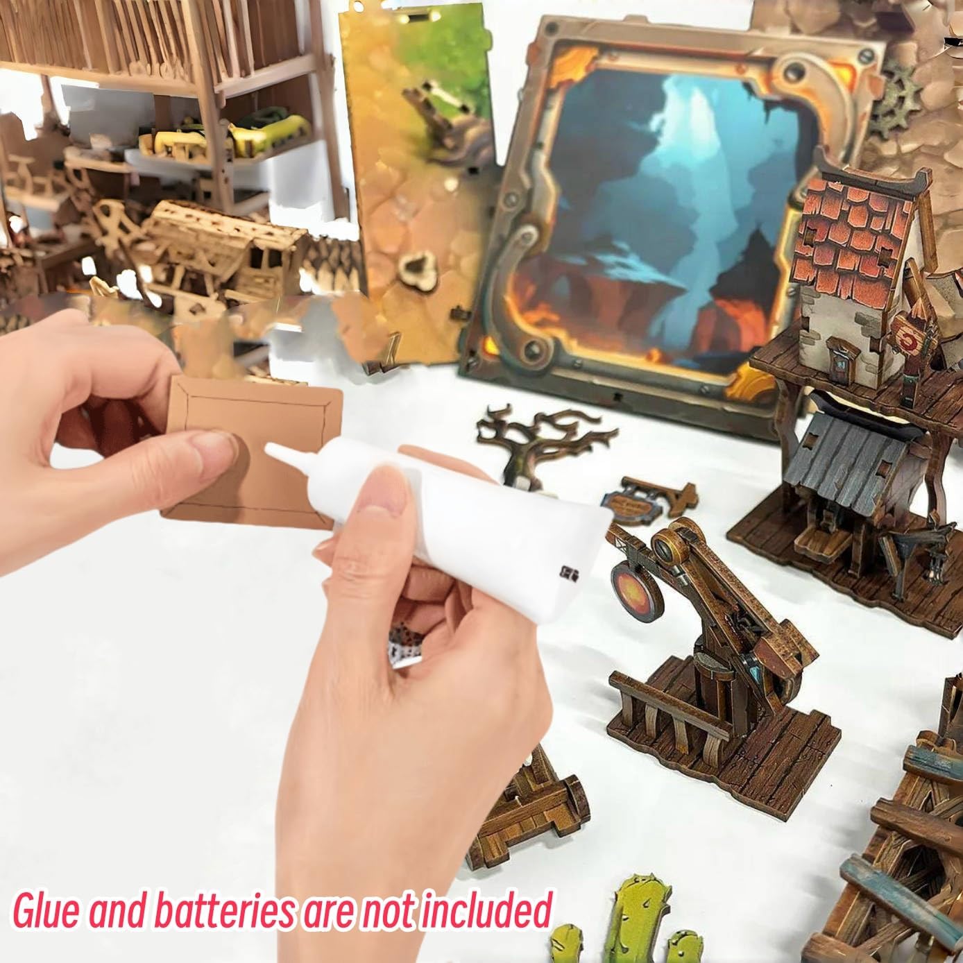 Mini DIY Book Nook Kit - Treasure and Warriors - Adventure Theme - Creative Desk Ornament - 3D Puzzle for Adult (Battlefield Fortress)