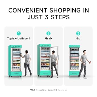 AI Smart Open Vending Machine - Commercial Refrigerated Machine for Office/School/Fitness Center with Contactless Payment, AI Visual Recognition and App Management