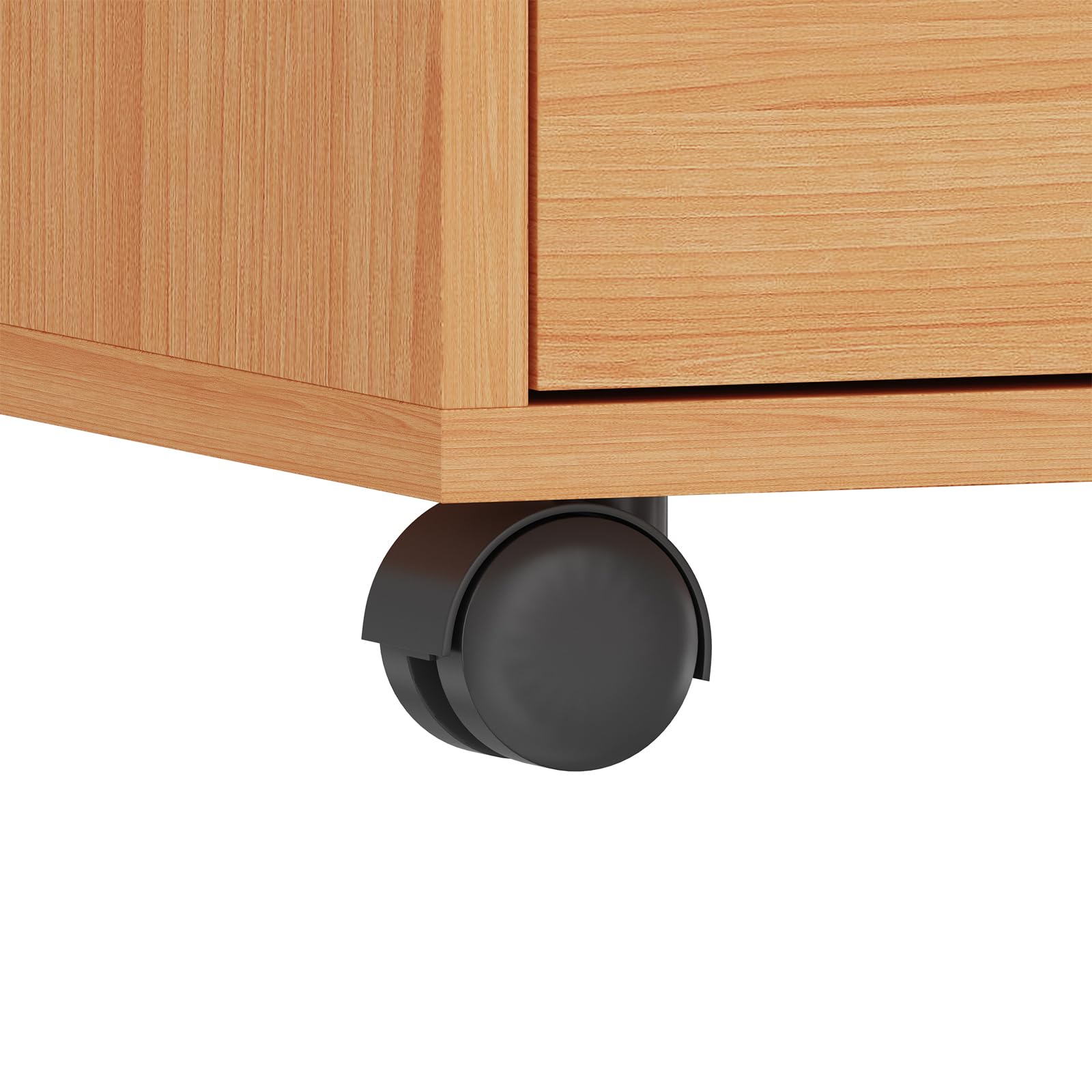 Rangement de Dossiers Mobile avec 3 Tiroirs, Caisson de Bureau en Bois, Meuble Rangement Bureau sur roulettes pour Documents, Caisson de Rangement pour Bureau à Domicile, non Verrouillable, Hêtre