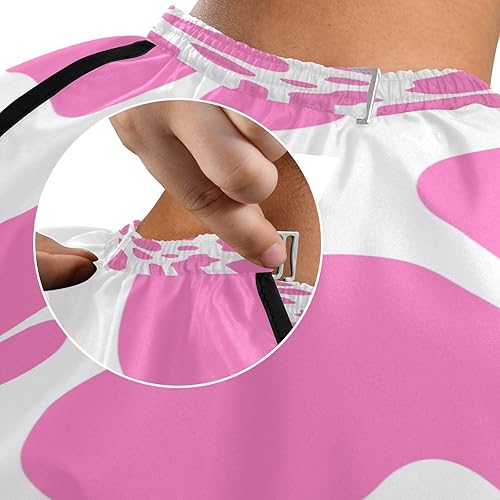 Miniatura 8 de Kigai Capa de peluquería profesional para peluquería y peluquería con estampado de vaca rosa, impermeable, para corte de pelo, con cierre de presión