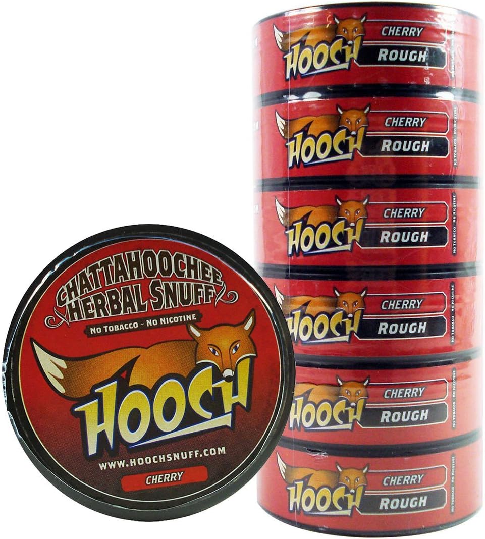 (6) Six Chattahoochee Hooch Herbal Snuff Cans 1.2oz/34g - Cherry - Rough - No Tobacco, No Nicotine