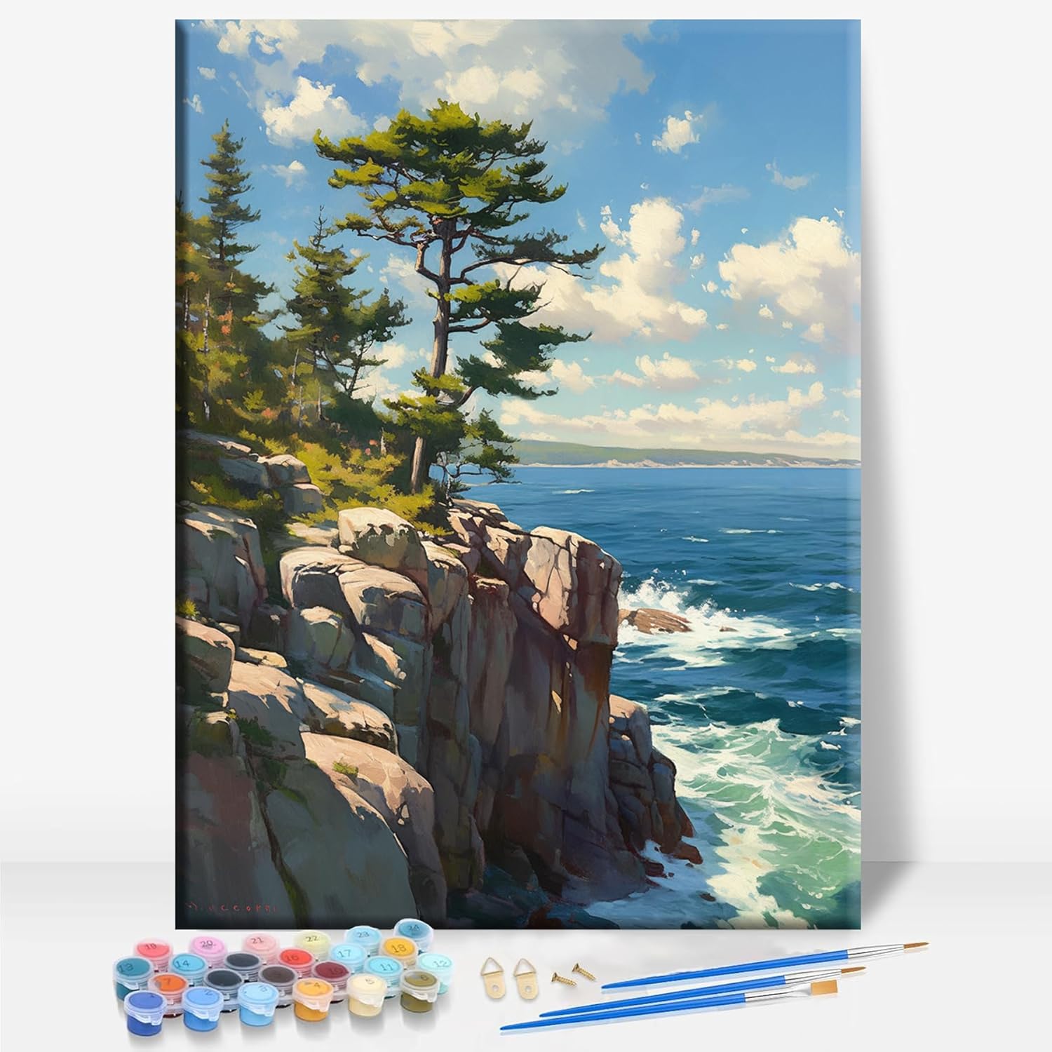 Aeontinity Carlsbad Caverns New Mexico National Park Framed Canvas DIY Paint by Numbers Kit Bar Cafe Cave Home Room Wall Bathroom Porch Patio Decor Gift, 16 x 12 Inch