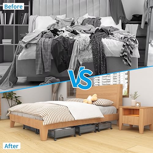 Miniatura 6 de ROUTTOON Contenedores de almacenamiento debajo de la cama con ruedas, almacenamiento de zapatos debajo de la cama, organización de almacenamiento