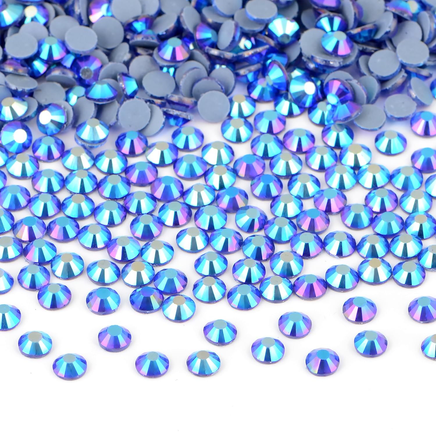 Bymitel Hotfix Crystal Rhinestones Round Gems Iron on DIY Jewelry Making Flat Back for Crafts,Sapphire AB, 2.8mm(SS10/2880pcs)
