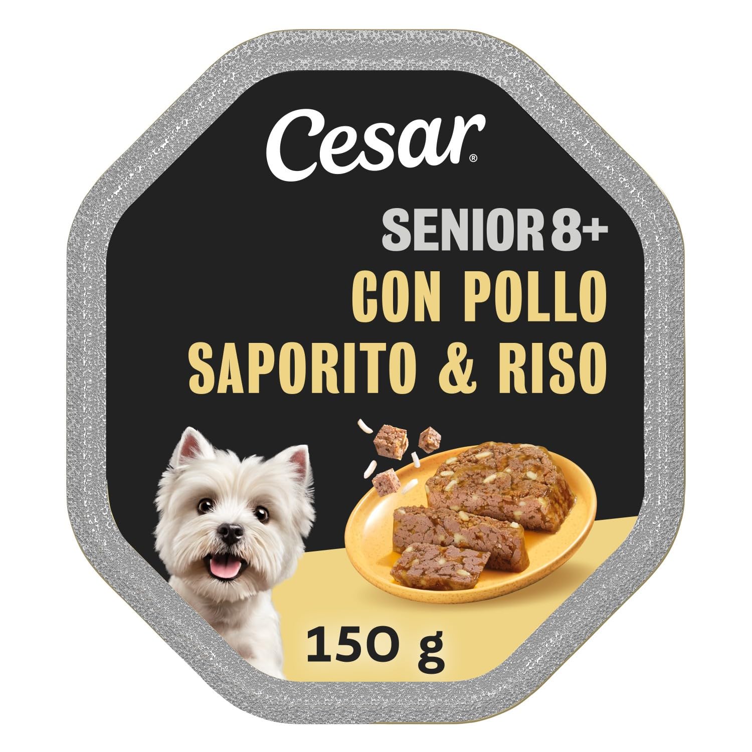 Cesar Senior 10+ Cibo per Cane con tenero Pollo e Riso, 150 g, 14 Vaschette