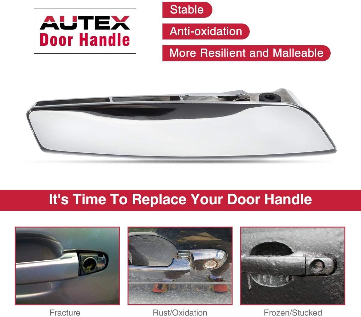 AUTEX 81195 Interior Door Handles Driver & Passenger Side Compatible with Escalade 2007 2008 2009 2010 2011 2012 2013 2014 Compatible with Tahoe Avalanche Compatible with Yukon Pickup Truck