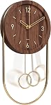 Driini Modern Pendulum Wall Clock - Decorative and Unique Metal Frame, with 8 Inch Face - Contemporary, Minimalist Design, with Silent Battery Operation - Includes Both Black and Gold Pendelum
