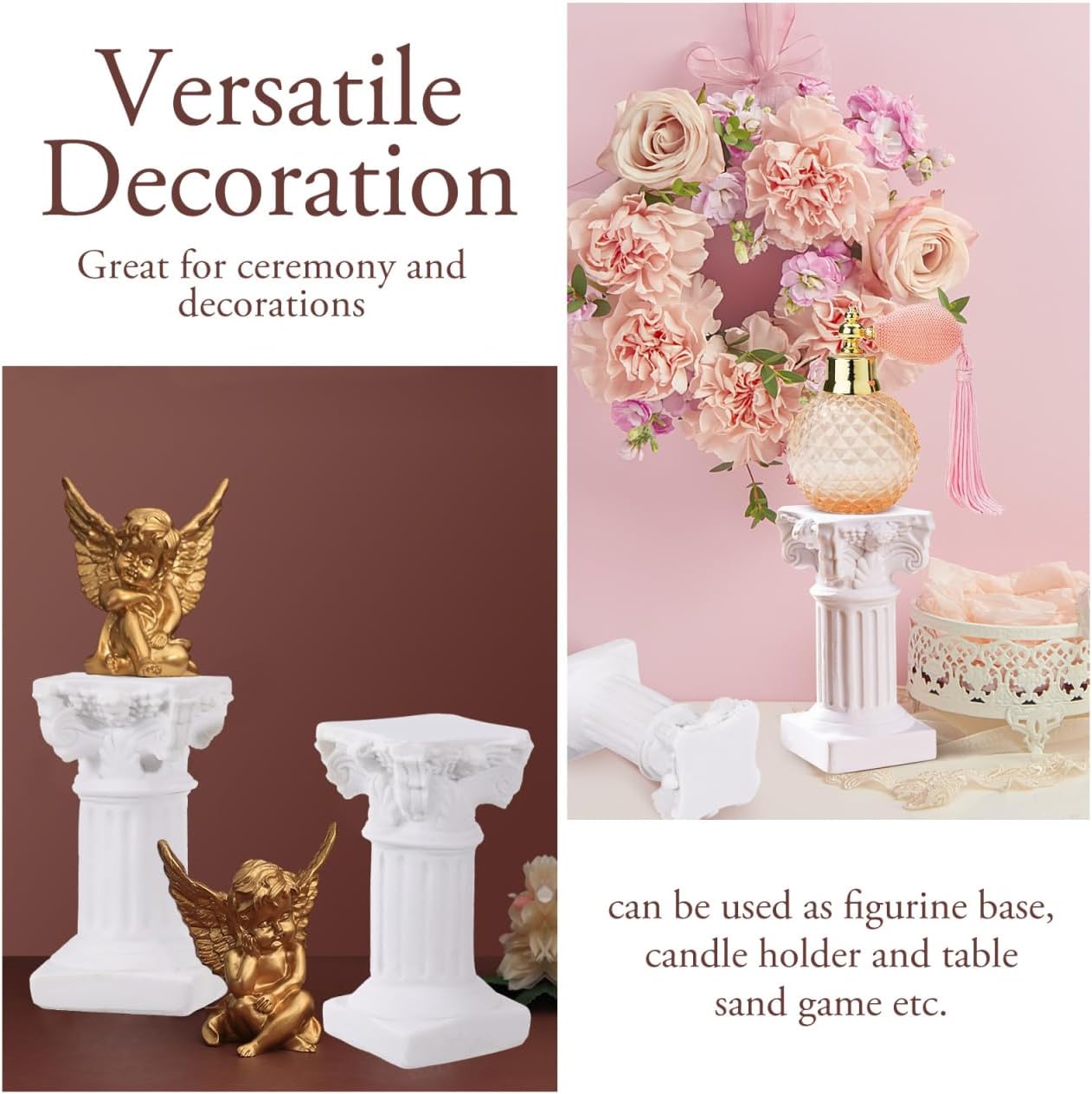 Holibanna Roman Pillar Statues 5 Pieces Resin Mini Greek Column Pedestal Stands for Home Garden Decor Wedding Photography Props 2.55X1.33X1.29In