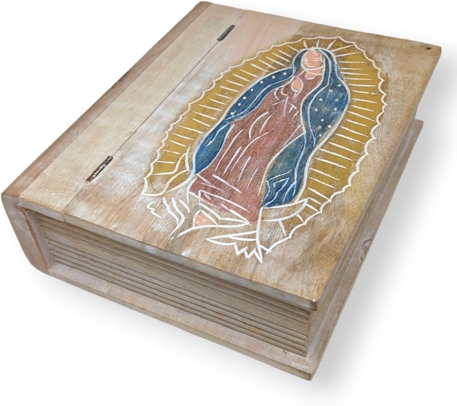 Beautiful Hand-Carved Virgin of Guadalupe Bible Box
