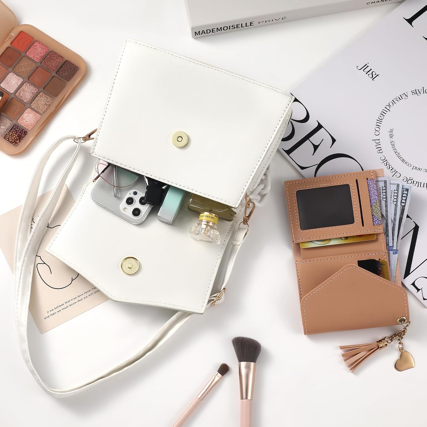 Small Crossbody Bags for Women Girls Trendy Top Handle Satchel Purses with Detachable Acrylic Chain - Image 7