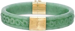Sponsored Ad - 14K Yellow Gold Real Jade Hand Carved Bangle Bracelet