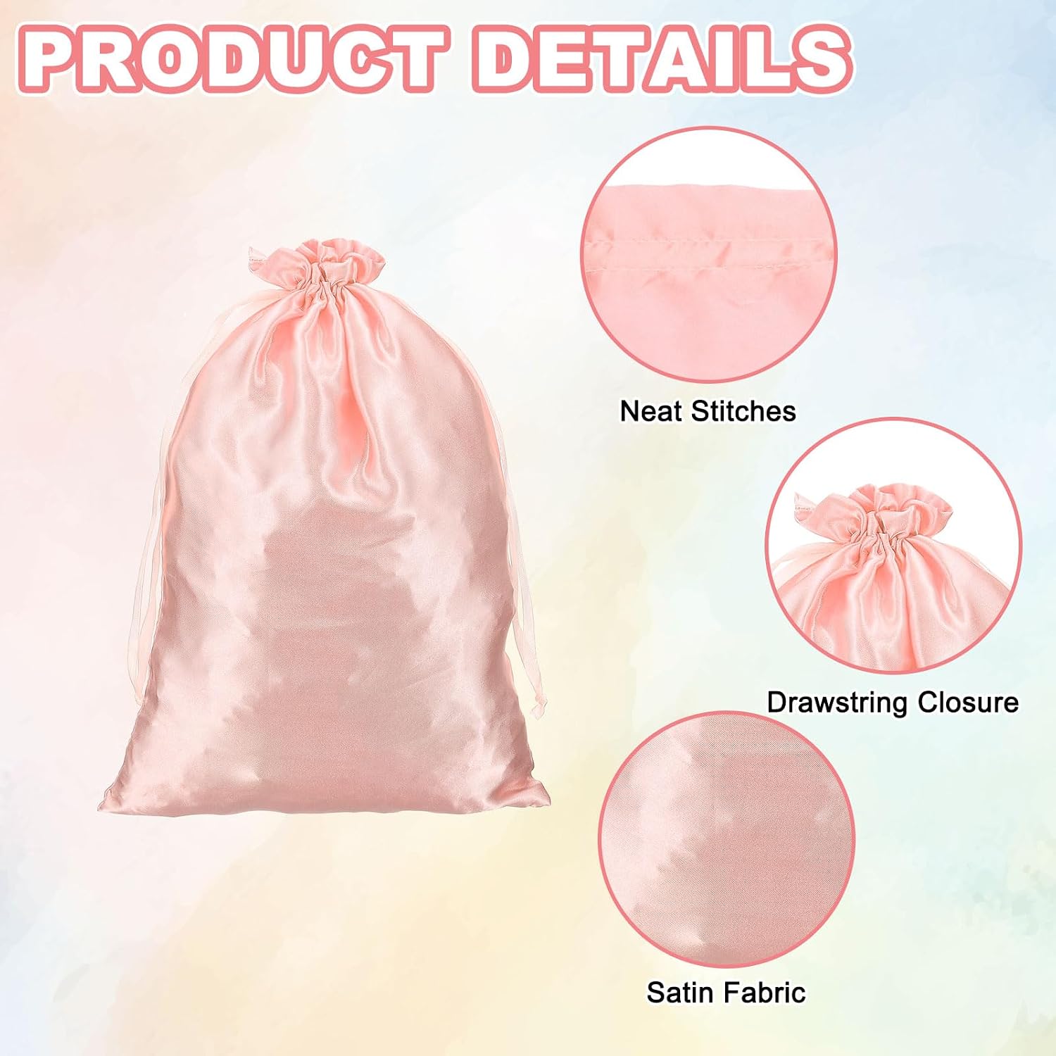 PATIKIL Satin Drawstring Favor Bags, (11.4" x 7.5", Gold Pink) (3Pcs), Satin Gift Bags Gift Pouches with Drawstrings, Suit for - Wedding/Festival/Birthday/Celebration image 3