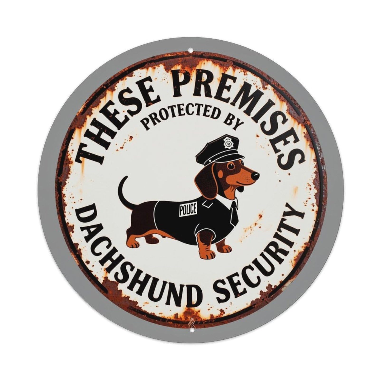 Jdyansheng Vintage Dachshund Police Security Sign Tin Sign Metal Poster Metal Signs For Home Man Cave Bar Cafe Kitchen Laundry Room Wall Decorations 8X8 Inches